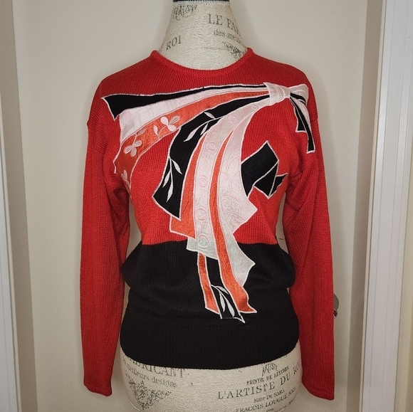 Vintage 80s Franco Valeri knit sweater - Picture 1 of 8